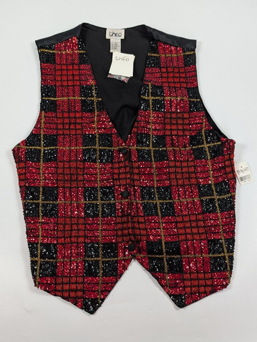 Vintage THEO Heavily Beaded Plaid Holiday Vest